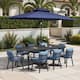 Option Black Table with Navy Blue Umbrella