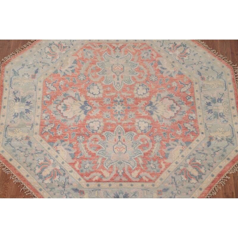 Heriz Serapi Indian Octagon Area Rug Handmade Wool Carpet - 5'10"x 5'10"