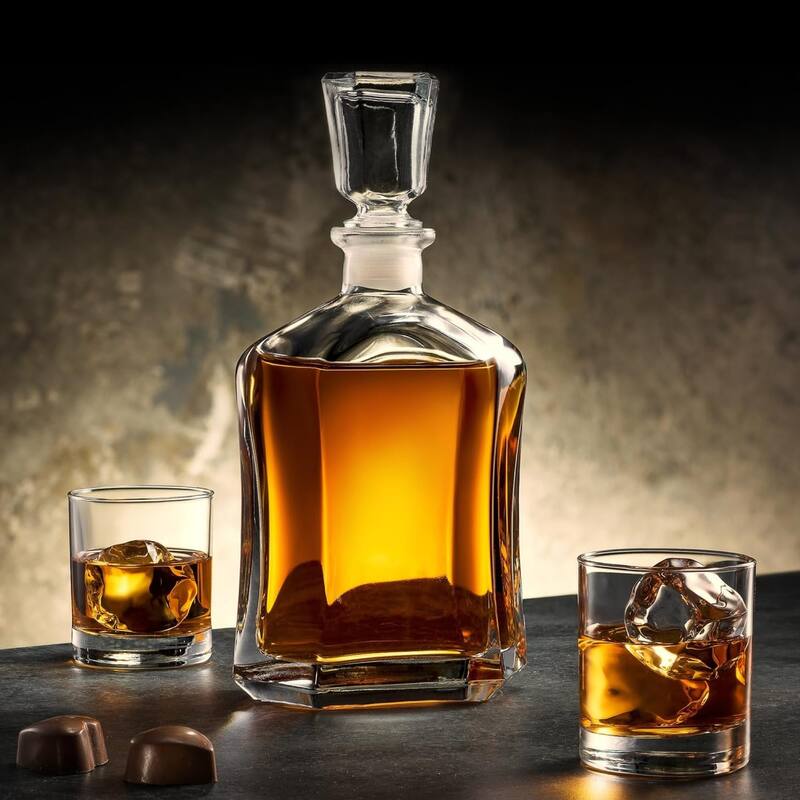 Bormioli Rocco Capitol Glass Decanter Airtight Geometric Stopper - 23.75 oz