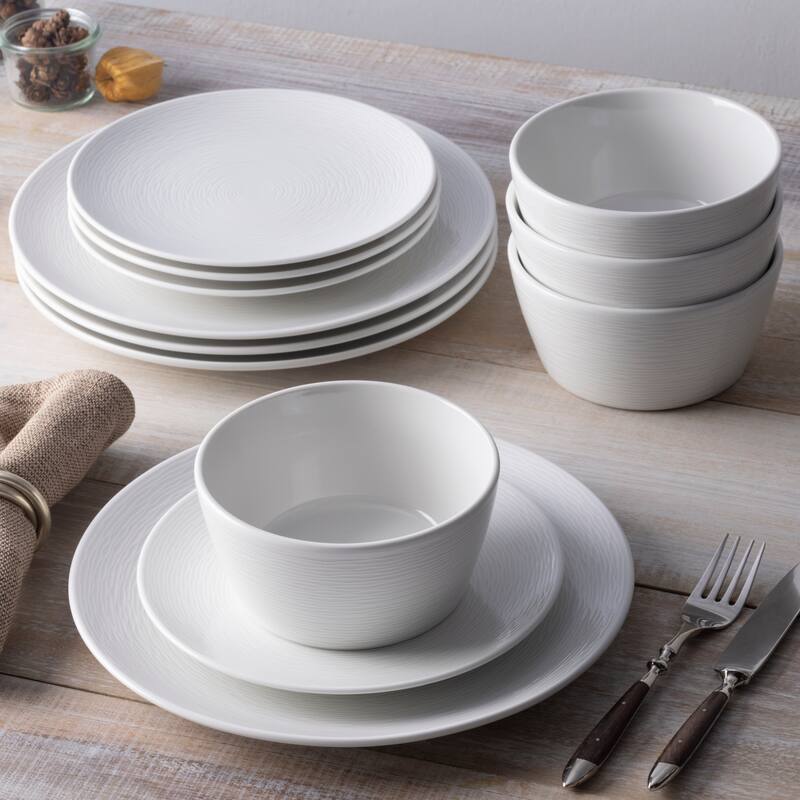 Noritake Colorscapes Swirl 12-Piece Coupe Dinneware Set, Service For 4