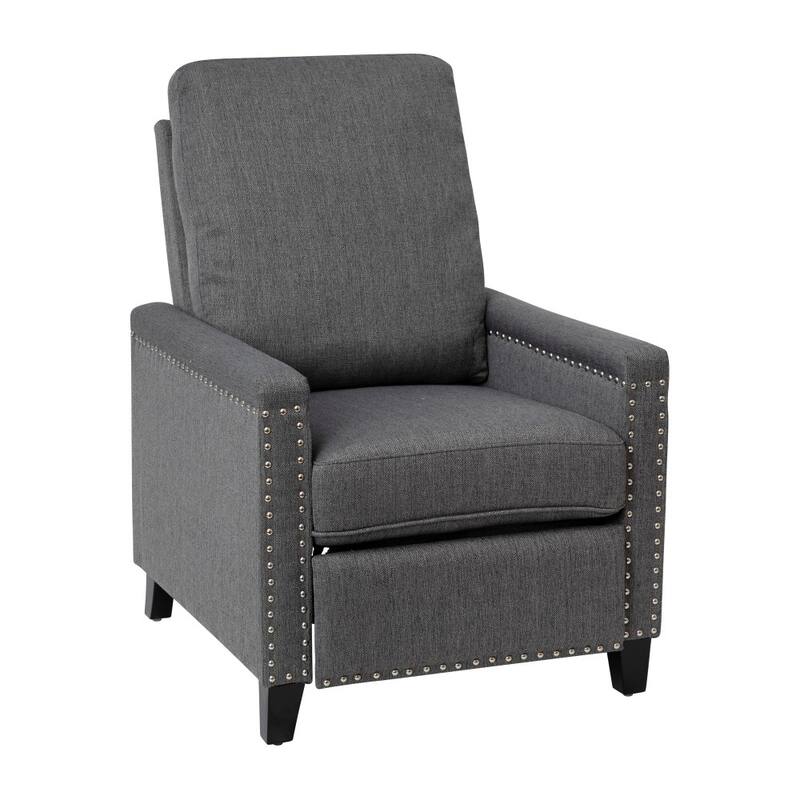 Push Back Recliner with Pillow Style Backrest and Accent Nail Trim