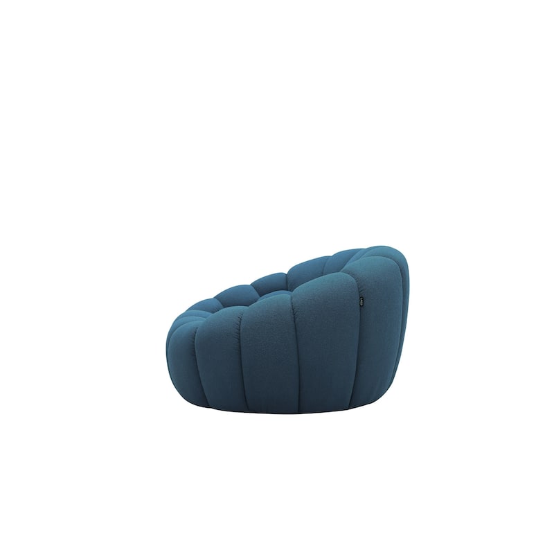 Reno Ola 48 Inch Accent Chair, Cushioned Hexagonal Tufted Seat, Teal Blue