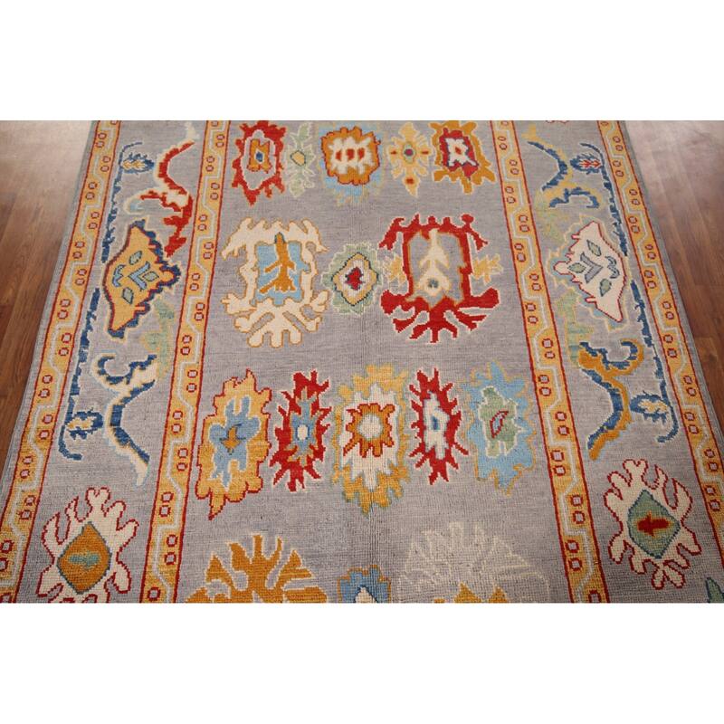 Gray Oushak Oriental Area Rug Handmade Wool Carpet - 5'2" x 7'10"