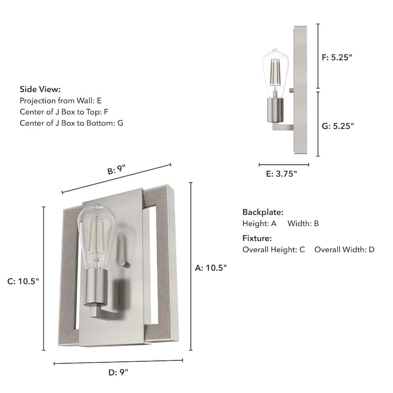Hunter Woodburn Wall Sconce - Hallway, Bedroom, Artwork - Industrial, Rustic, Transitional - Damp Rated!