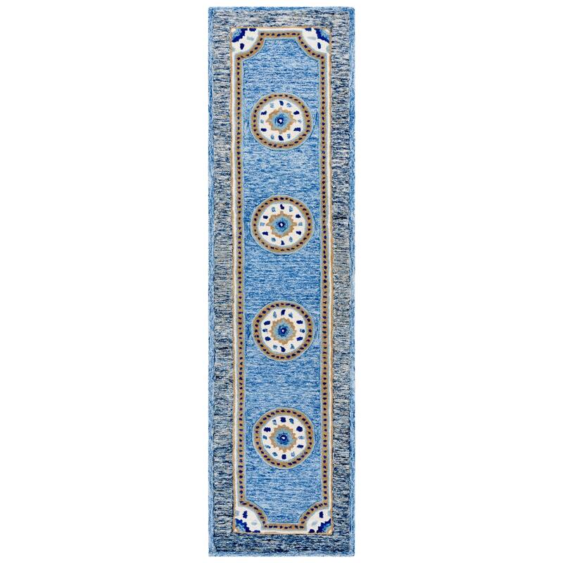 SAFAVIEH Handmade Metro Beppy Wool Rug - Blue/Grey - 2'3" x 9' Runner
