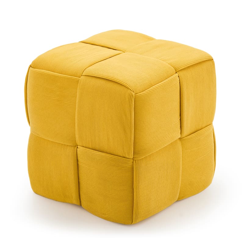 Soft Corduroy Fabric Ottoman Stool for Home Bedroom Living Room Vanity Chair Comfortable