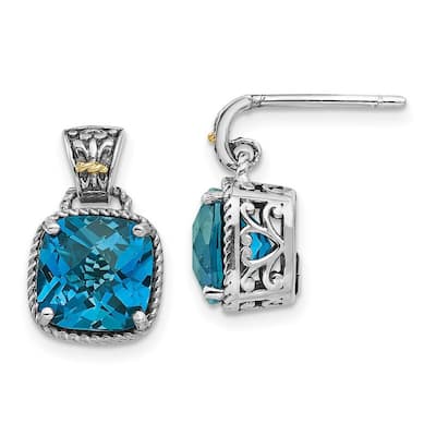 Curata 925 Sterling Silver With 14k London Blue Topaz Post Earrings 17x10mm