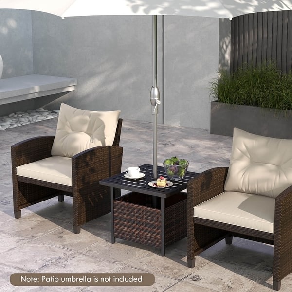 costway rattan wicker umbrella patio side table Best Choice Products Outdoor Furniture for Garden, Pool, Deck w/ Hole This 4 piece sofa set contains one double chair Outdoor Side Table with 1.93"