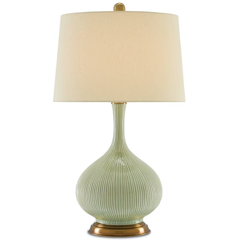 Currey & Company Cait Green Table Lamp - 29.75"h x 17"w x 17"d - 29.75"h x 17"w x 17"d - Grass Green/Antique Brass
