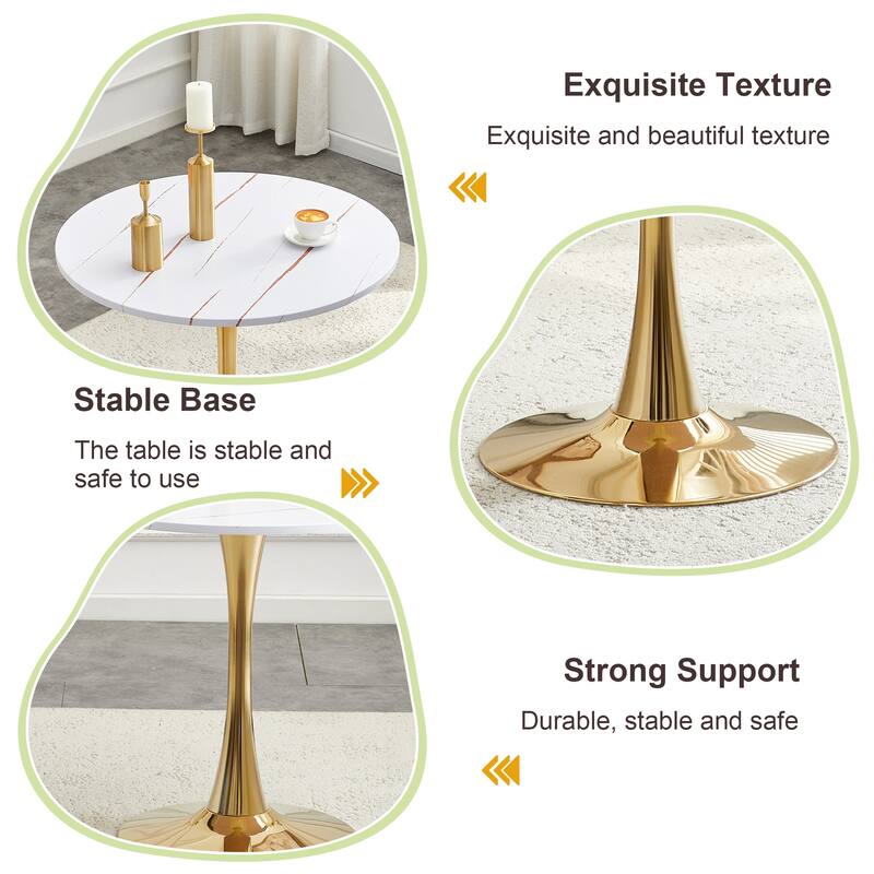 Kitchen Table with Thickened Tabletop, Round Tulip Dining Table, Bistro Table Circle Table Coffee Table