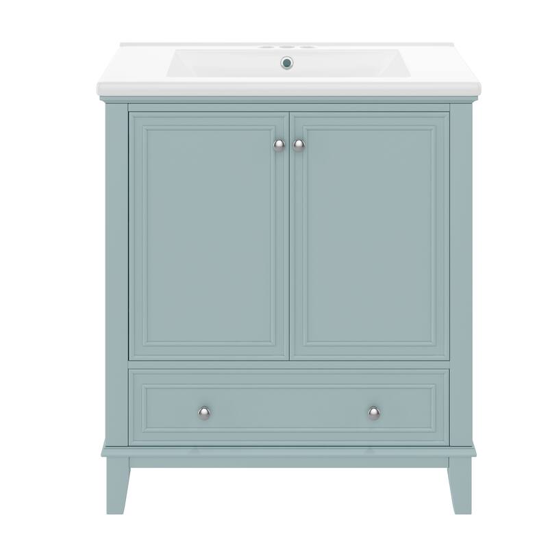 30" Bathroom Vanity with Sink Combo, Multi-functional Bathroom Cabinet with Doors and Drawer, Solid Frame and MDF Board