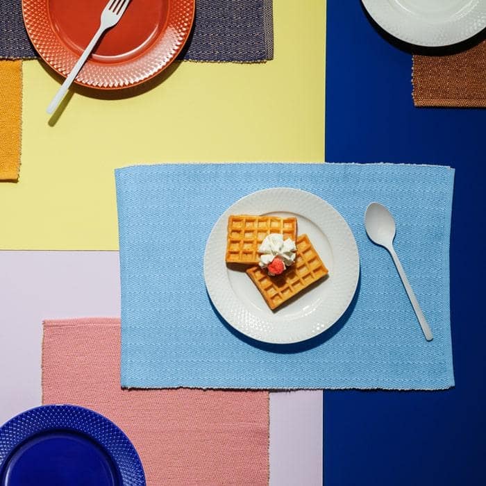 Lyngby Porcelæn Herringbone Place Mat, Turquoise, W: 16.9"