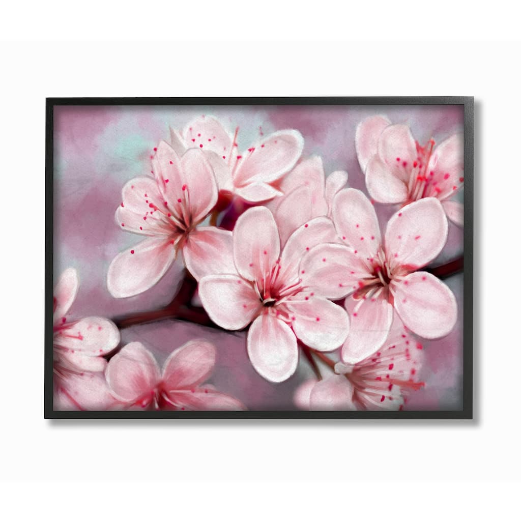 Stupell Cherry Blossom Details Pink Floral Cluster Framed Wall Art - Multi-Color