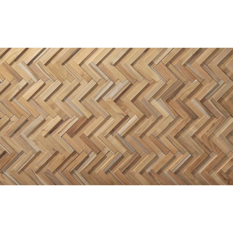 Wall!Supply 0.59 in. x 7.09 in. x 14.76 in. UltraWood Teak Herringbone Jointless Wall Paneling (16-Pack) - Teak Herringbone