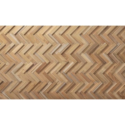 Wall!Supply 0.59 in. x 7.09 in. x 14.76 in. UltraWood Teak Herringbone Jointless Wall Paneling (16-Pack)