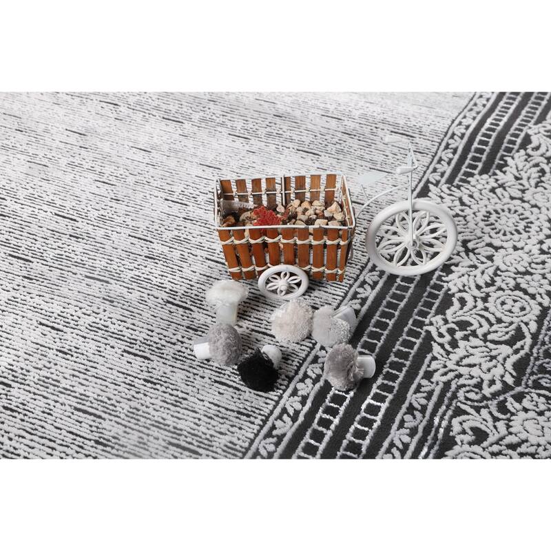 Marissa Collection Black Border Transitional Area Rug