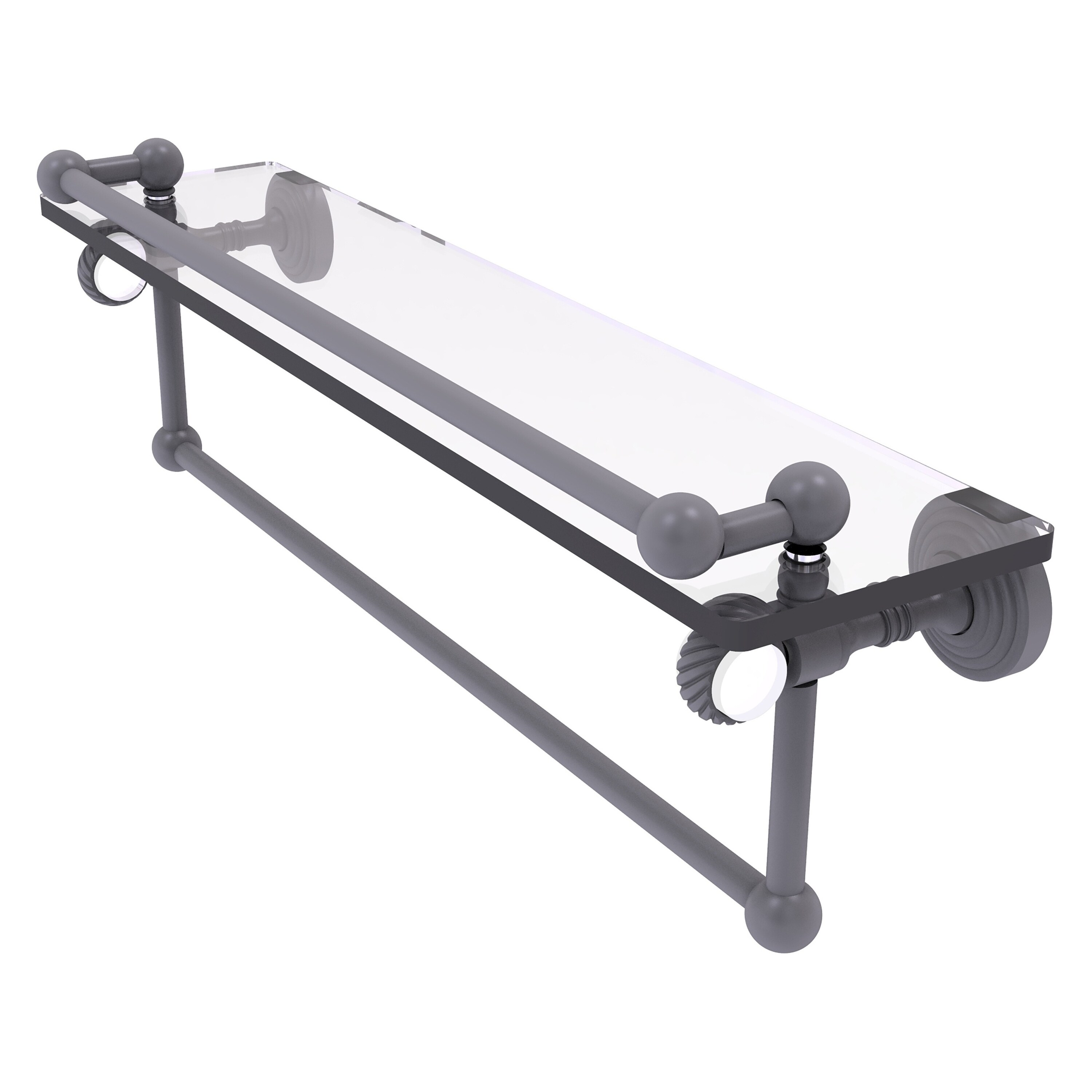 Allied Brass Pacific Grove Collection 16 Inch Gallery Glass Shelf with Towel Bar and Twisted Accents