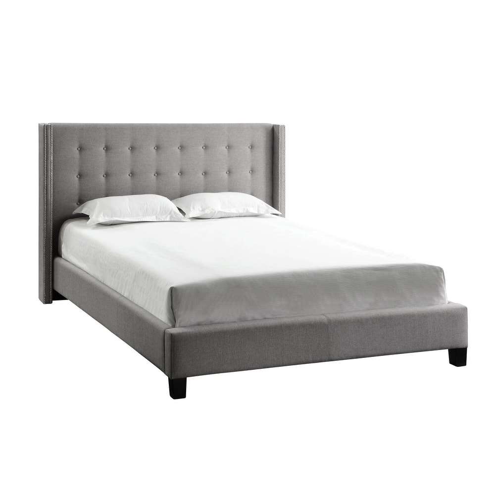 Marion Nailhead Wingback Tufted Upholstered Bed by iNSPIRE Q Bold