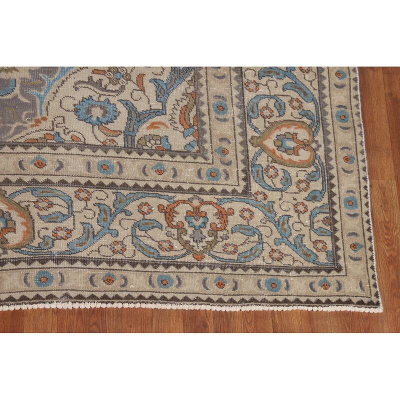Tabriz Persian Vintage Area Rug Hand-Knotted Bedroom Wool Carpet - 10'0" x 12'8"