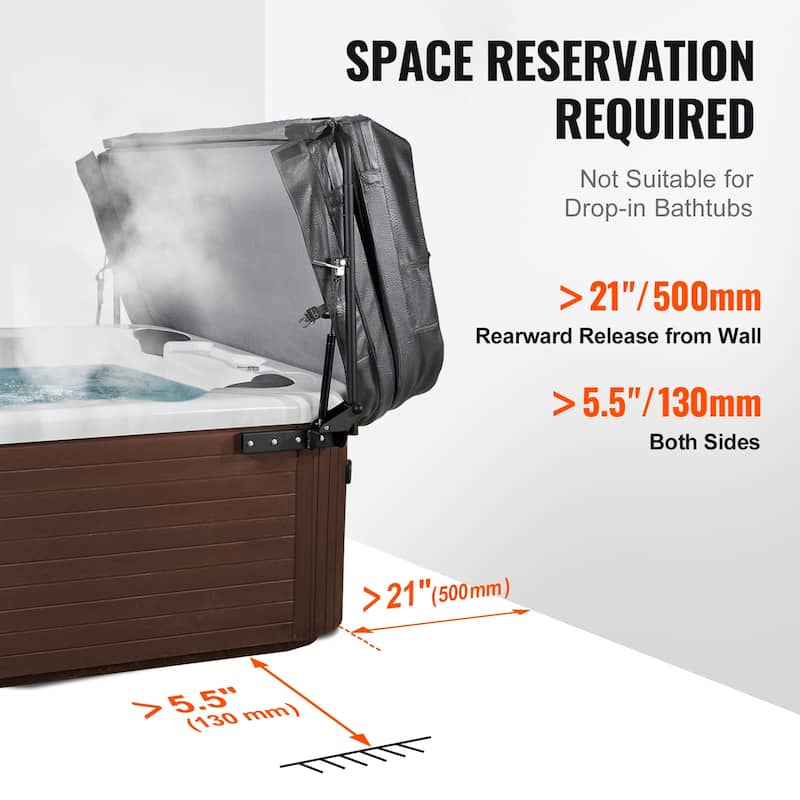Hot Tub Cover Lift, Spa Cover Lift, Hydraulic, Width 69" - 96.5" Adjustable, Installed on Both Sides at the Top