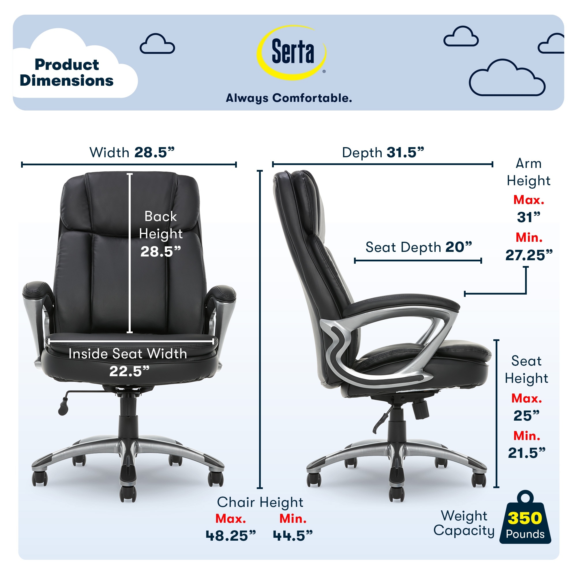 Study hot sale chair height