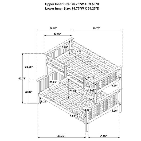 dimension image slide 1 of 3, Chapman Transitional Wood Frame Bunk Bed