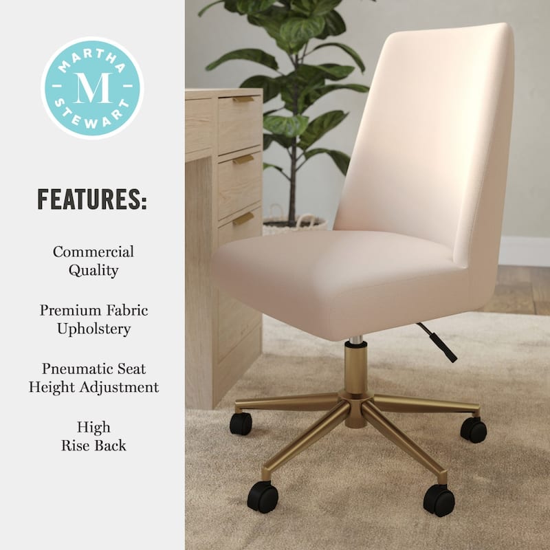 Martha Stewart Upholstered Height Adjustable Swivel Home Office Chair