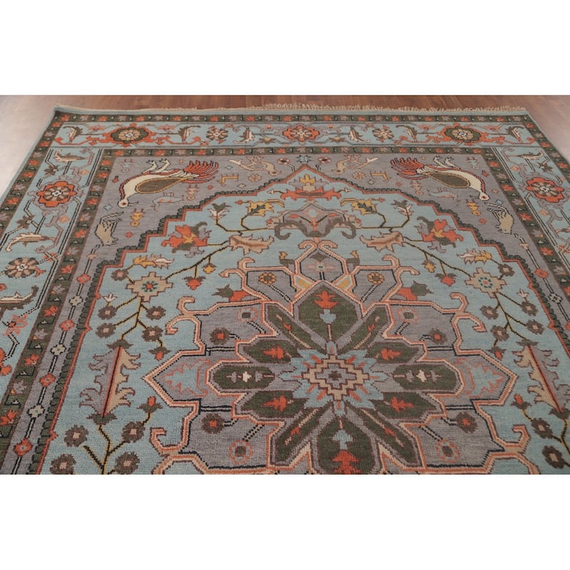 Animal Pictorial Ziegler Indian Area Rug Hand-Knotted Wool Carpet - 8'0" x 9'10"