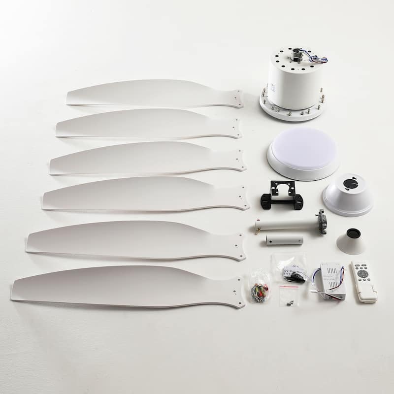 56 Inch Ceiling Fan with Light, 6 ABS Blades, 3-Color 18W LED, Reversible DC Motor, 6 Speeds, Remote, Indoor Outdoor