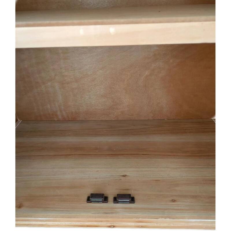 4-Door Hollow-Carved Accent Cabinet, Distressed Wood Storage Cabinet Cupboard with adjustable shelves,unique design,Natural wood