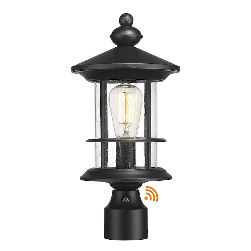 Dusk to Dawn Outdoor Post Light, Outdoor Lighting - 8" x 8" x 16.6" - Black