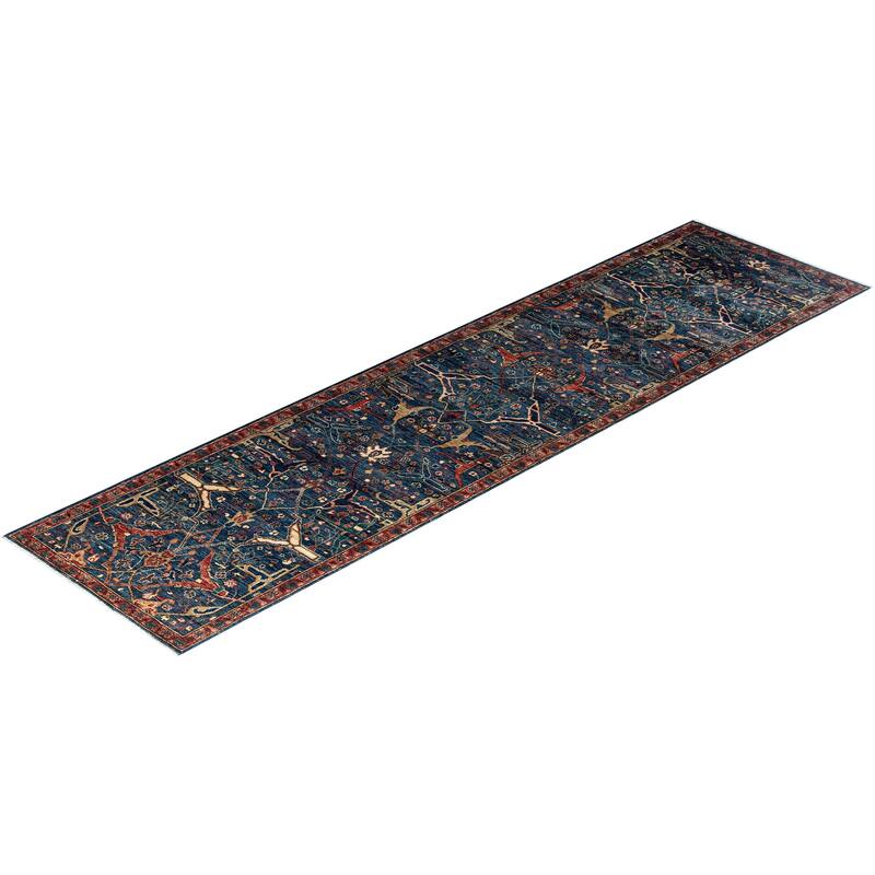 Serapi One-of-a-Kind Hand-Knotted Runner Rug - Blue, 2' 8" x 10' 4" - 2' 8" x 10' 4"