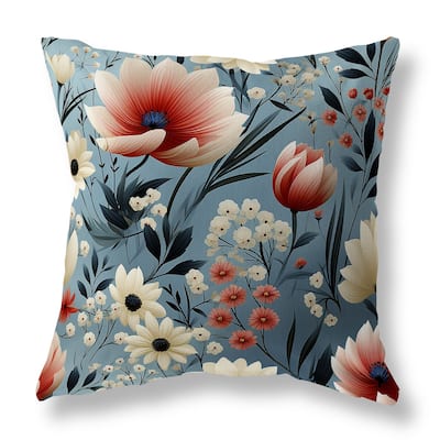 Blue And Cream Glowing Harvest Haven Indoor/Outdoor Throw Pillow Zipper