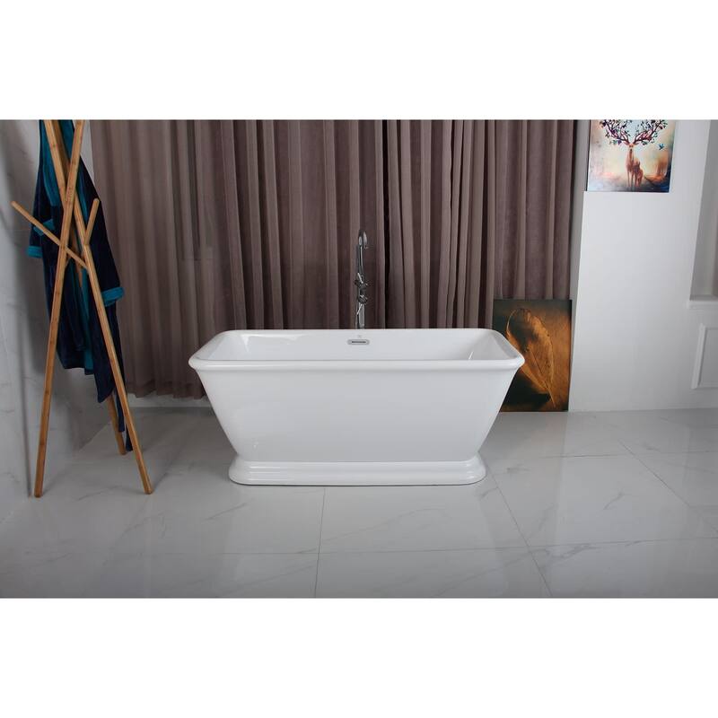 Kingston Brass 66" Pedestal Acrylic Soaking Tub with Center Drain