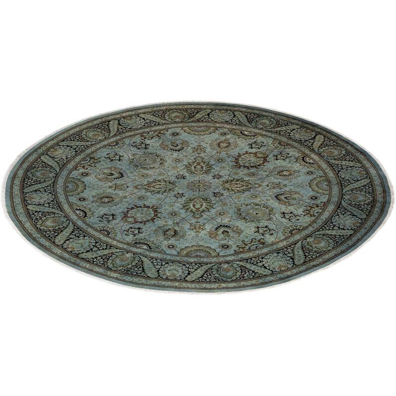 Overton Hand Knotted Wool Vintage Inspired Modern Contemporary Overdyed Gray Square Area Rug - 9' 1" x 9' 1"