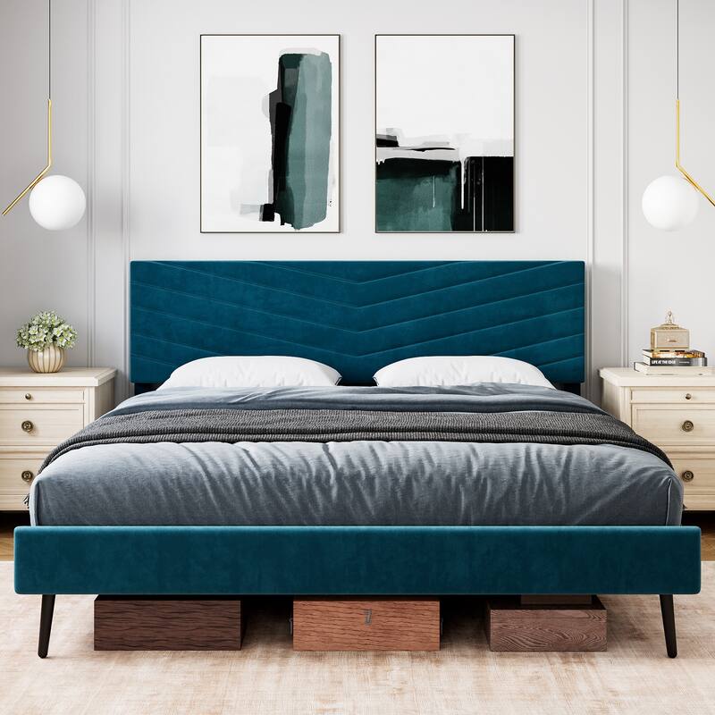 Bed Frame with Adjustable Headboard