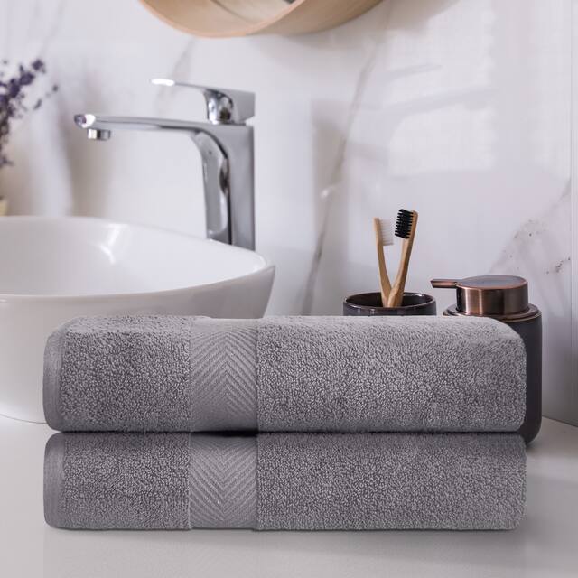 Miranda Haus Absorbent Zero Twist Cotton Bath Towel (Set of 2) - Grey