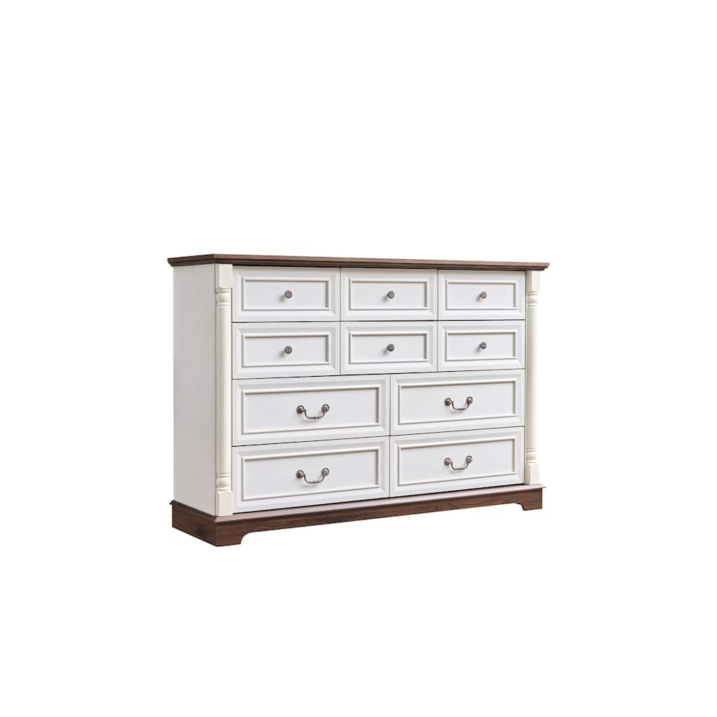Multifunctional Dressers & Chests of Drawers for Bedroom, 10-Drawer Dresser Walnut Chests of Drawers Wardrobe