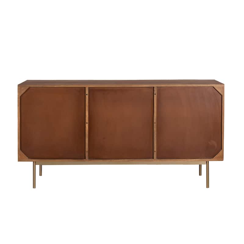 Curtis 3-Door Solid Wood with Natural Woven Cane Sideboard