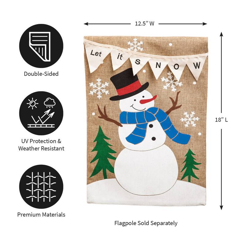 12.5 in. x 18 in. Let it Snow Garden Burlap Flag