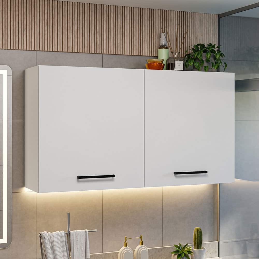 Madesa Bathroom Wall Cabinet with 2 Doors & Shelves for Toiletries