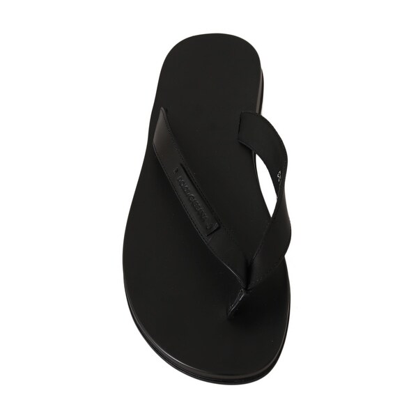 Dolce \u0026 Gabbana Black Logo Flip Flops 