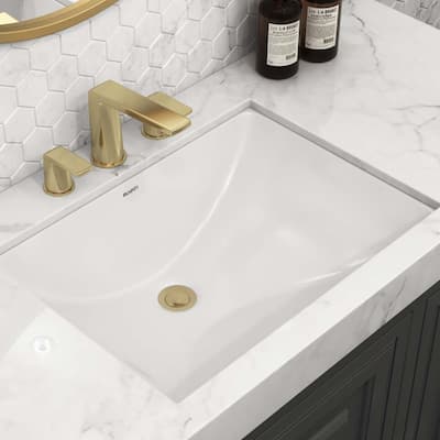 Ruvati 20 x 15 inch Undermount Bathroom Sink White Rectangular Porcelain Ceramic with Overflow - RVB0720
