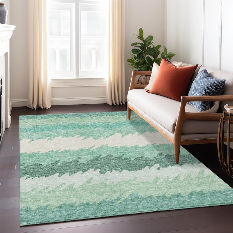 Machine Washable Indoor/ Outdoor Chantille Ombre Abstract Rug