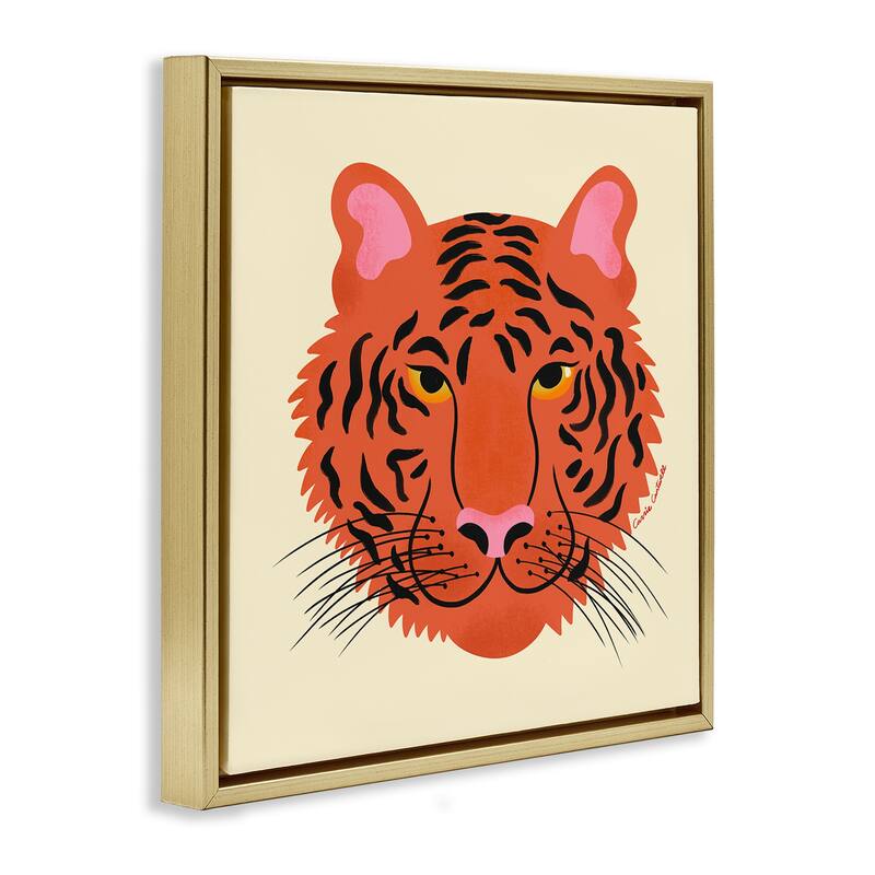 Stupell Modern Wild Tiger Face Framed Floater Canvas Wall Art Design By Carrie Cantwell