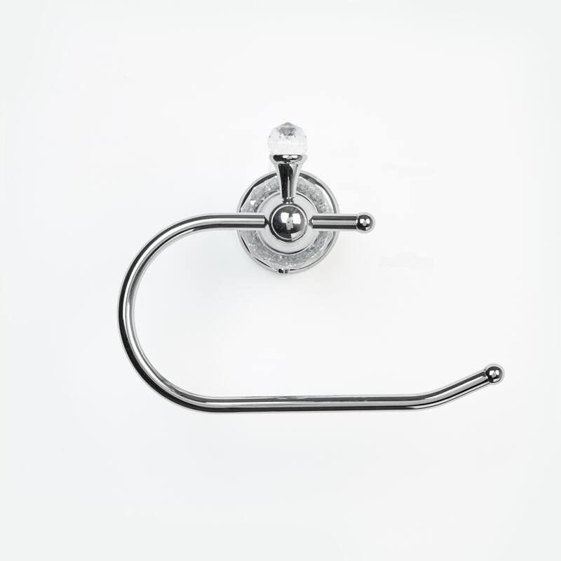 Chrome Towel Ring With Crystal Handle - Elegant Wall-Mounted Bathroom Hand Towel Holder - 5.12'' H X 3.74'' W X 7.48'' D