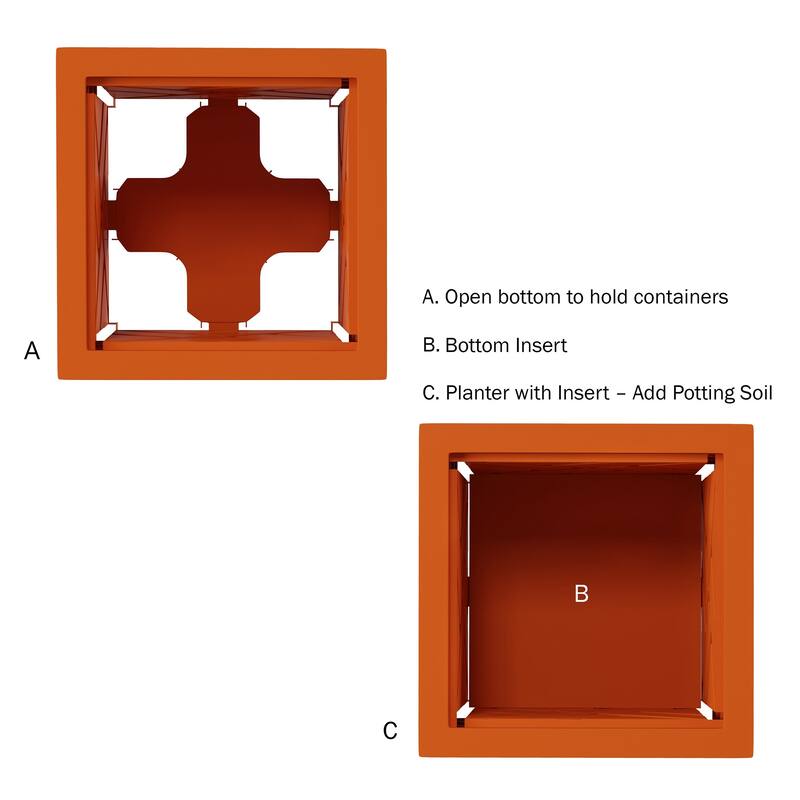 Lattice Design Planter Box - 14.75-Inch-Square Decorative Outdoor Flower or Plant Pot by Pure Garden - 14.75 x 14.75 x 13