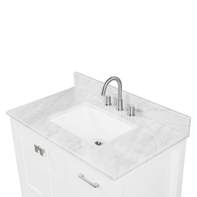 36" Freestanding Bathroom Vanity with Marble Countertop, Undermount Sink with Mirror