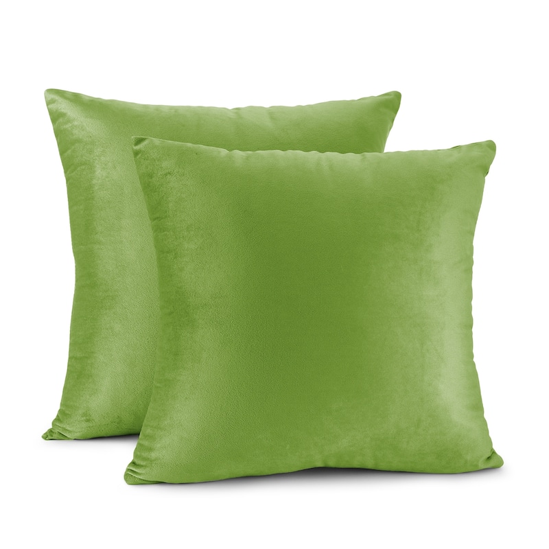 Porch & Den Cosner Microfiber Velvet Throw Pillow Covers (Set of 2) - 18" x 18" - Garden Green