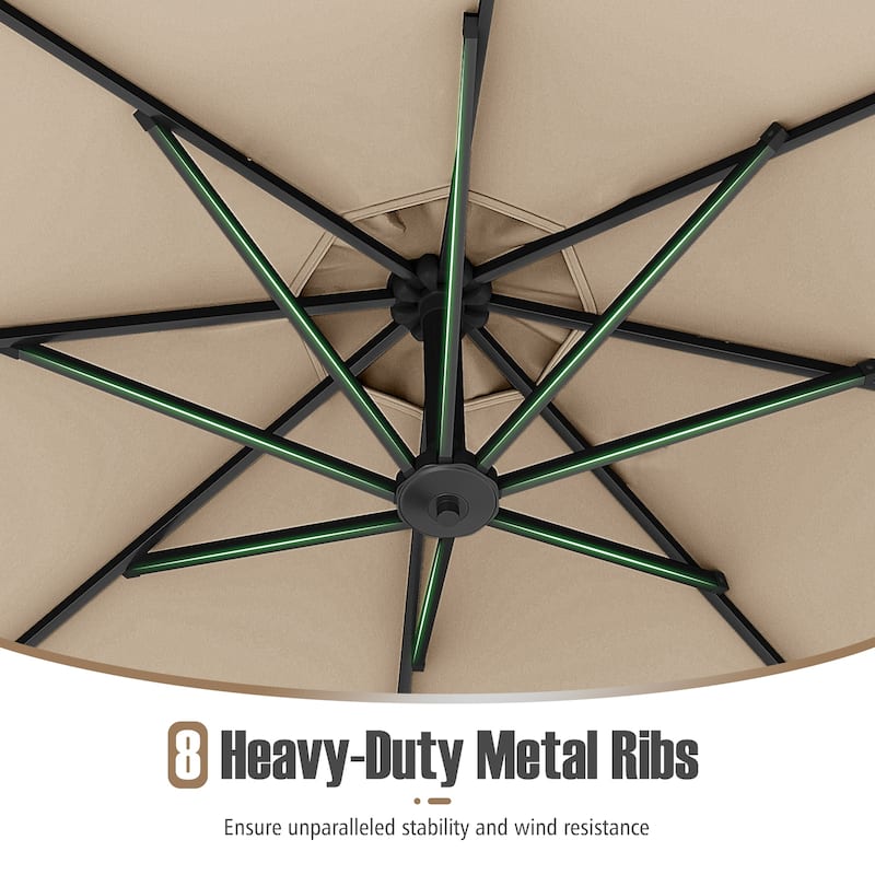 10 Feet Patio Offset Umbrella with Weighted Base 360° Tilt Cantilever Shade for Deck and Garden